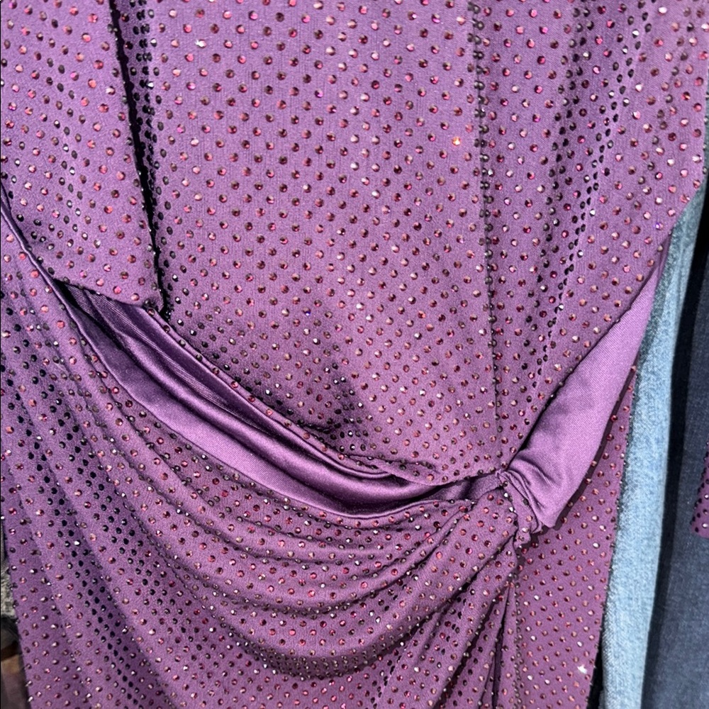 Meshki Long Sleeve Diamonte Purple Dress - Picture 6 of 6